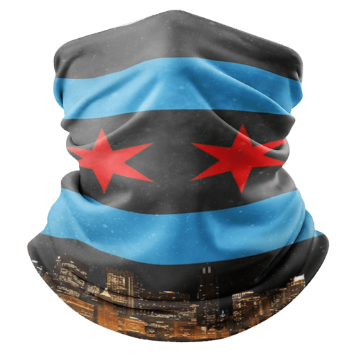 BLACK CHICAGO FLAG FACE MASK NECK GAITER