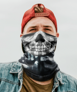 PATRIOTIC SKULL FLAG FACE MASK NECK GAITER