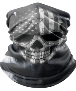 SKULL BLACK AMERICAN FLAG FACE MASK NECK GAITER