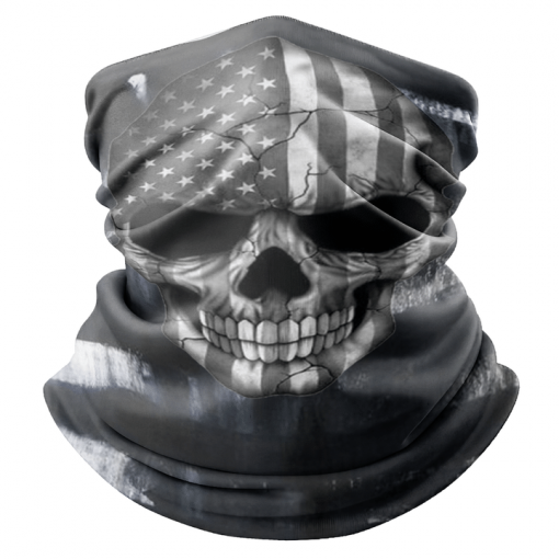 SKULL BLACK AMERICAN FLAG FACE MASK NECK GAITER