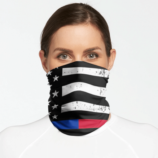 THIN BLUE RED LINE FLAG FACE MASK NECK GAITER