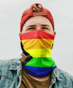 PROGRESSIVE LGBT PRIDE RAINBOW FLAG FACE MASK NECK GAITER