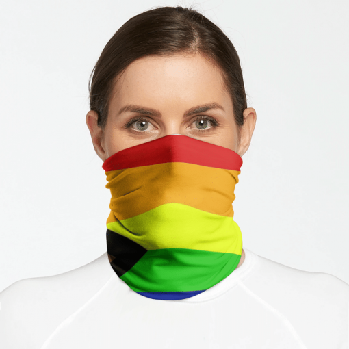 PROGRESSIVE LGBT PRIDE RAINBOW FLAG FACE MASK NECK GAITER