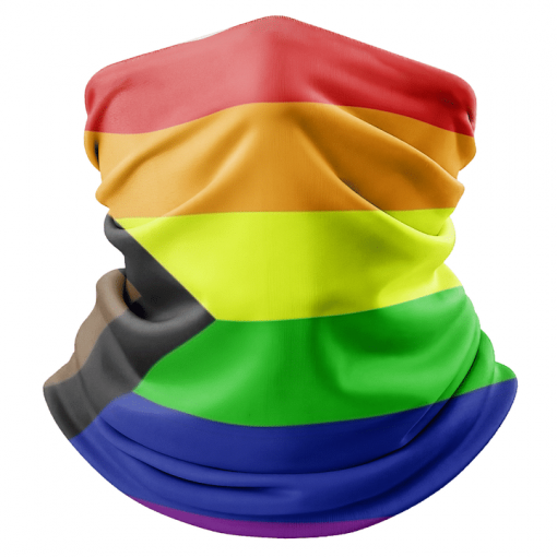 PROGRESSIVE LGBT PRIDE RAINBOW FLAG FACE MASK NECK GAITER