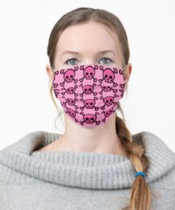 Pink Skull Emo Girl Cloth Face Mask