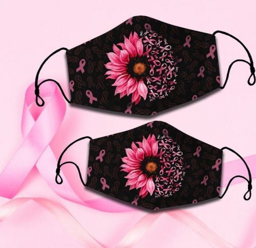 Pink Sunflower Ribbon face mask