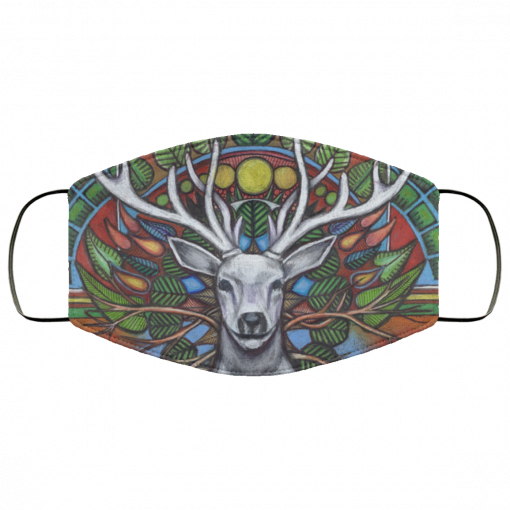 White deer, colorful pattern Face Mask