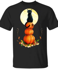 Halloween Full Moon Pumpkin Cat T-Shirt