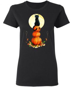 Halloween Full Moon Pumpkin Cat T-Shirt
