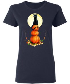 Halloween Full Moon Pumpkin Cat T-Shirt