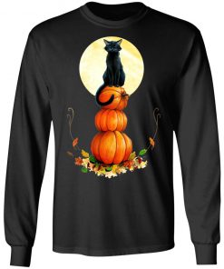 Halloween Full Moon Pumpkin Cat T-Shirt