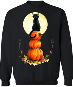 Halloween Full Moon Pumpkin Cat T-Shirt