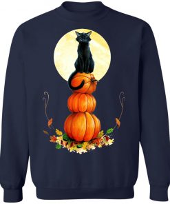 Halloween Full Moon Pumpkin Cat T-Shirt