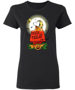 Halloween Trick Or Treat Pumbkin Woodstock And Snoopy T-Shirt