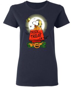 Halloween Trick Or Treat Pumbkin Woodstock And Snoopy T-Shirt