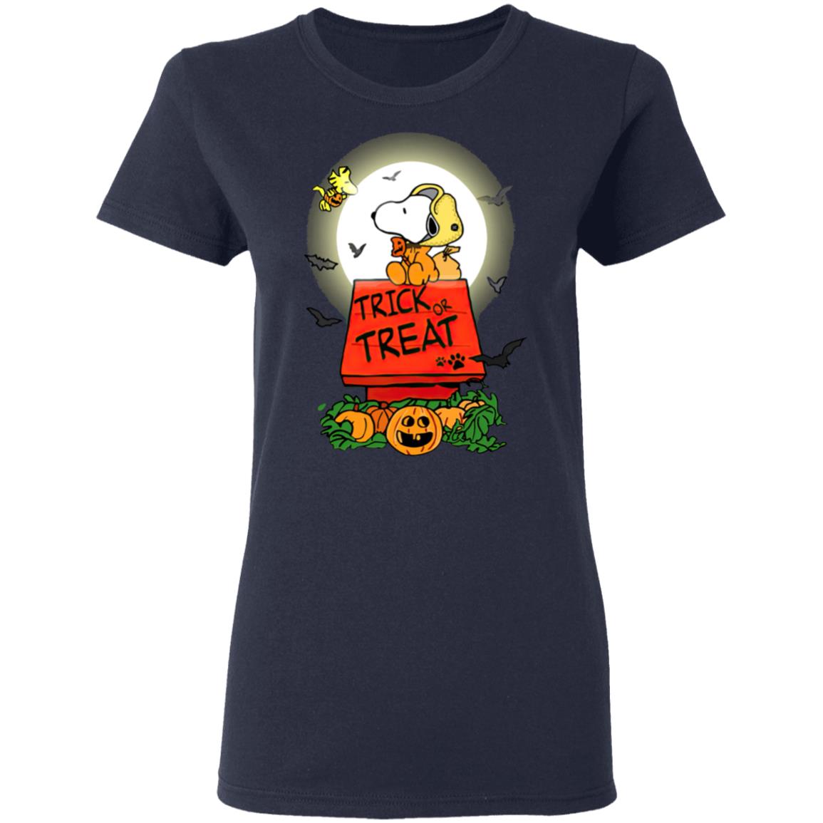 Halloween Trick Or Treat Pumbkin Woodstock And Snoopy T-Shirt Halloween Trick Or Treat Pumbkin Woodstock And Snoopy T-Shirt