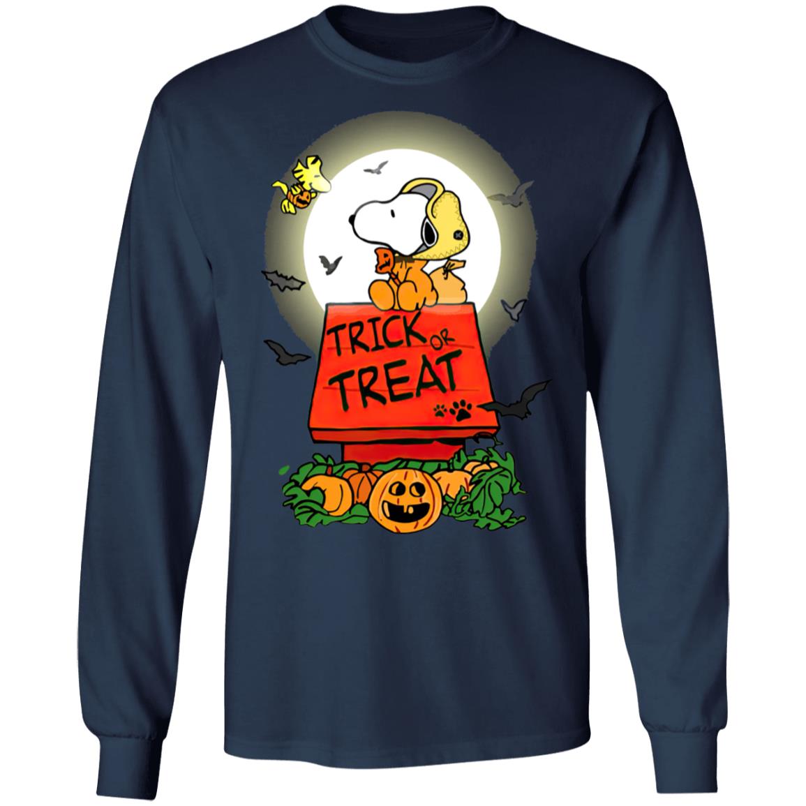 Halloween Trick Or Treat Pumbkin Woodstock And Snoopy T-Shirt Halloween Trick Or Treat Pumbkin Woodstock And Snoopy T-Shirt