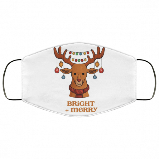 Bright And Merry Christmas Xmas Reindeer Face Mask