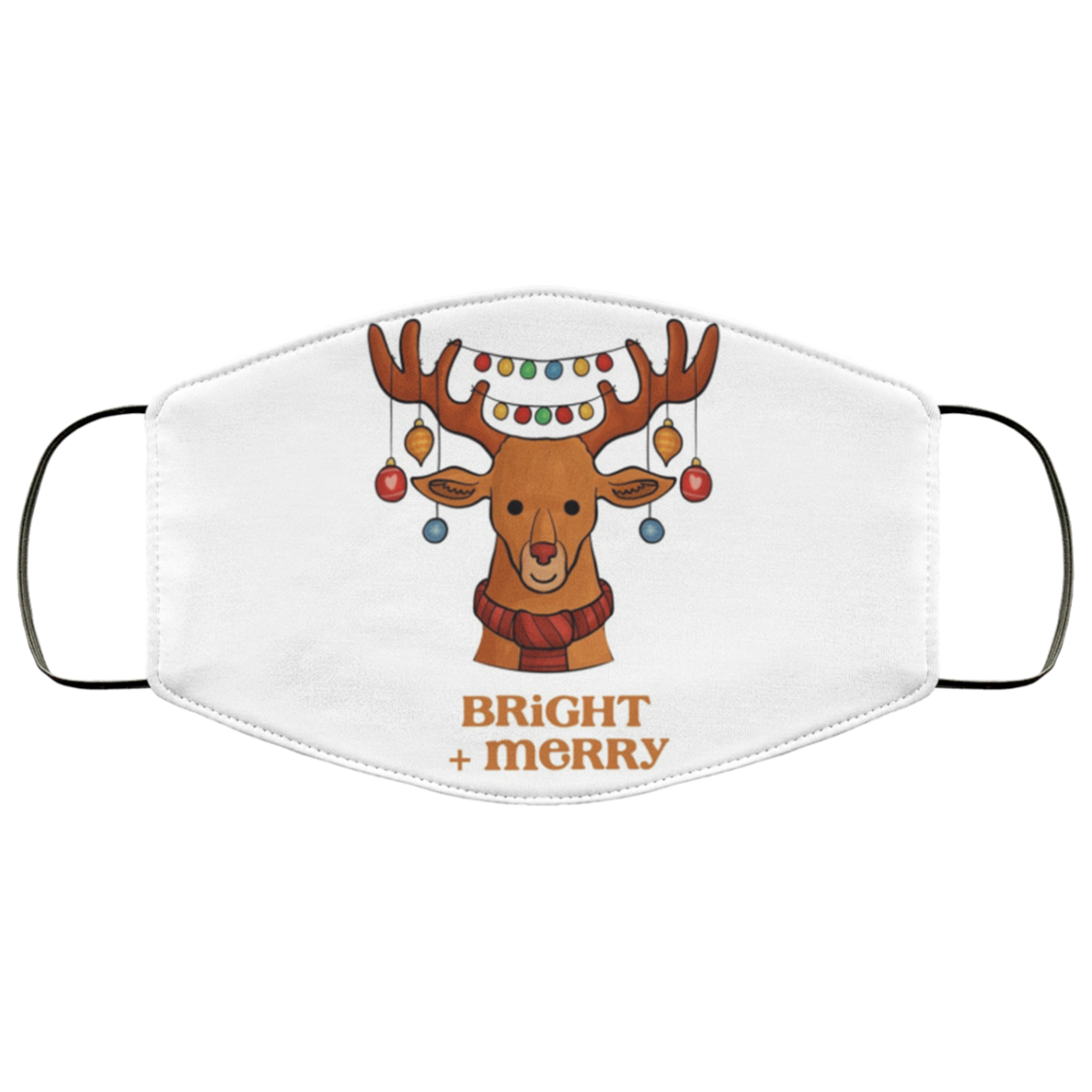 Bright And Merry Christmas Xmas Reindeer Face Mask QFinder Trending