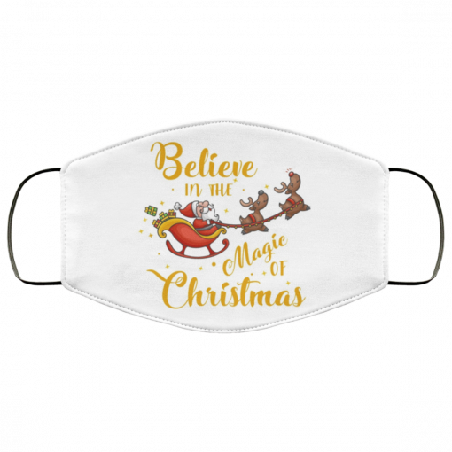 Believe In Magic Of Christmas Xmas Santa Reindeer Face Mask