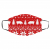 Lowchen Dog Silhouettes Red and White Pattern Ugly christmas face mask
