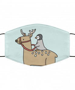 Penguin Riding a Reindeer Face Mask