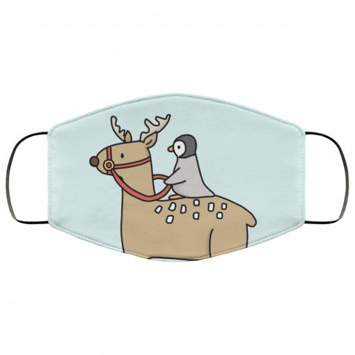 Penguin Riding a Reindeer Face Mask