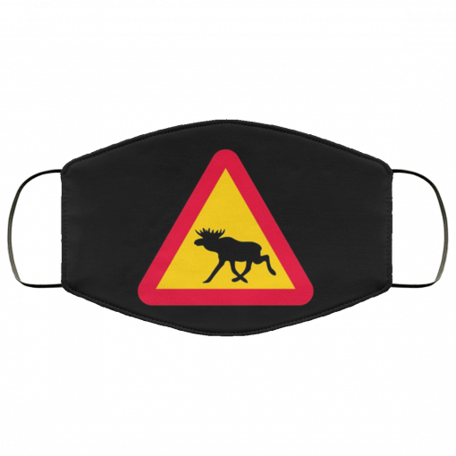 Swedish moose warning sign Face Mask