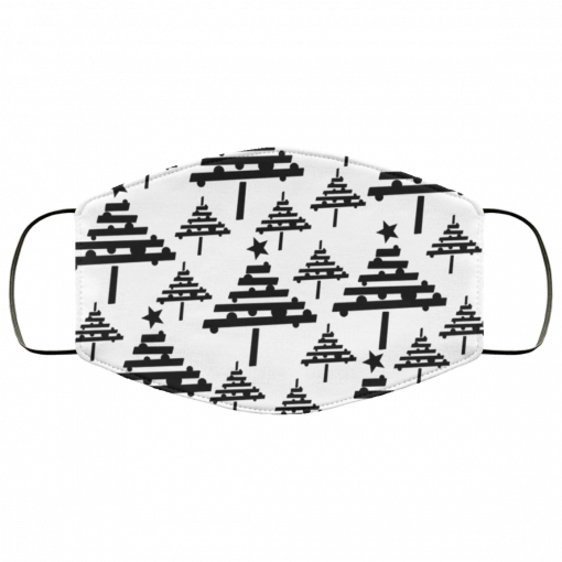 Black and White Christmas Tree Pattern Face Mask