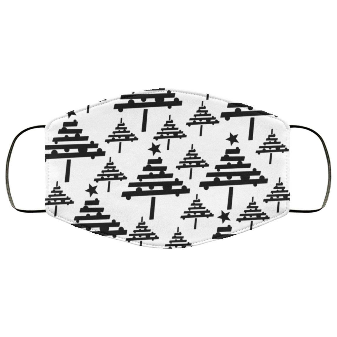 Black and White Christmas Tree Pattern Face Mask - Q-Finder Trending ...