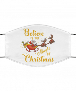 Believe In Magic Of Christmas Xmas Santa Reindeer Face Mask