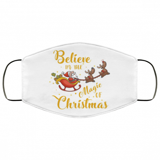 Believe In Magic Of Christmas Xmas Santa Reindeer Face Mask