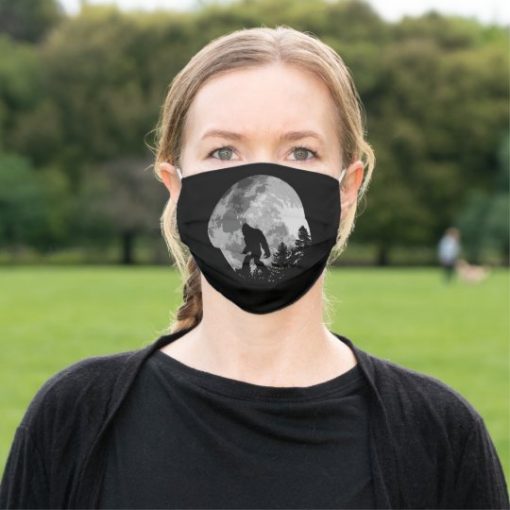 Bigfoot in the moonlight cloth face mask