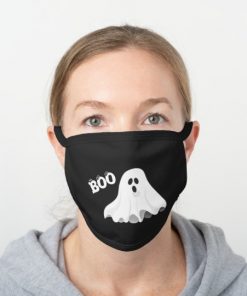 Scary Halloween Holiday Ghost / Boo Reusable Black Cotton Face Mask