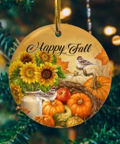 Happy Fall Pumpkin Holiday Decorative Ornament