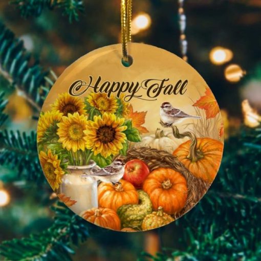 Happy Fall Pumpkin Holiday Decorative Ornament