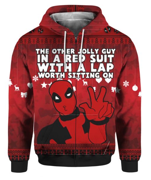 Deadpool The Other Jolly Guy in a Red Suit 3D Ugly Christmas Sweater Hoodie
