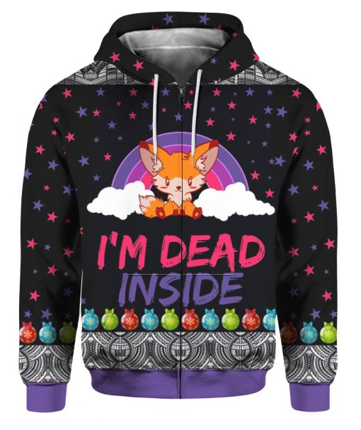 Fox I'm Dead Inside 3D Ugly Christmas Sweater Hoodie