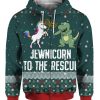 Jewnicorn To The Rescue 3D Ugly Christmas Sweater Hoodie