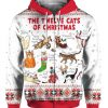 The Twelve Cats of Christmas 3D Ugly Sweater Hoodie