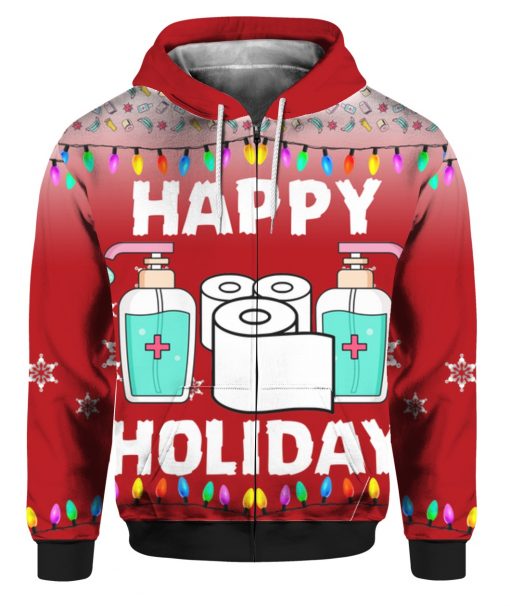 Happy Holidays Toilet Paper Hand Sanitizer 3D Ugly Christmas Sweater Hoodie