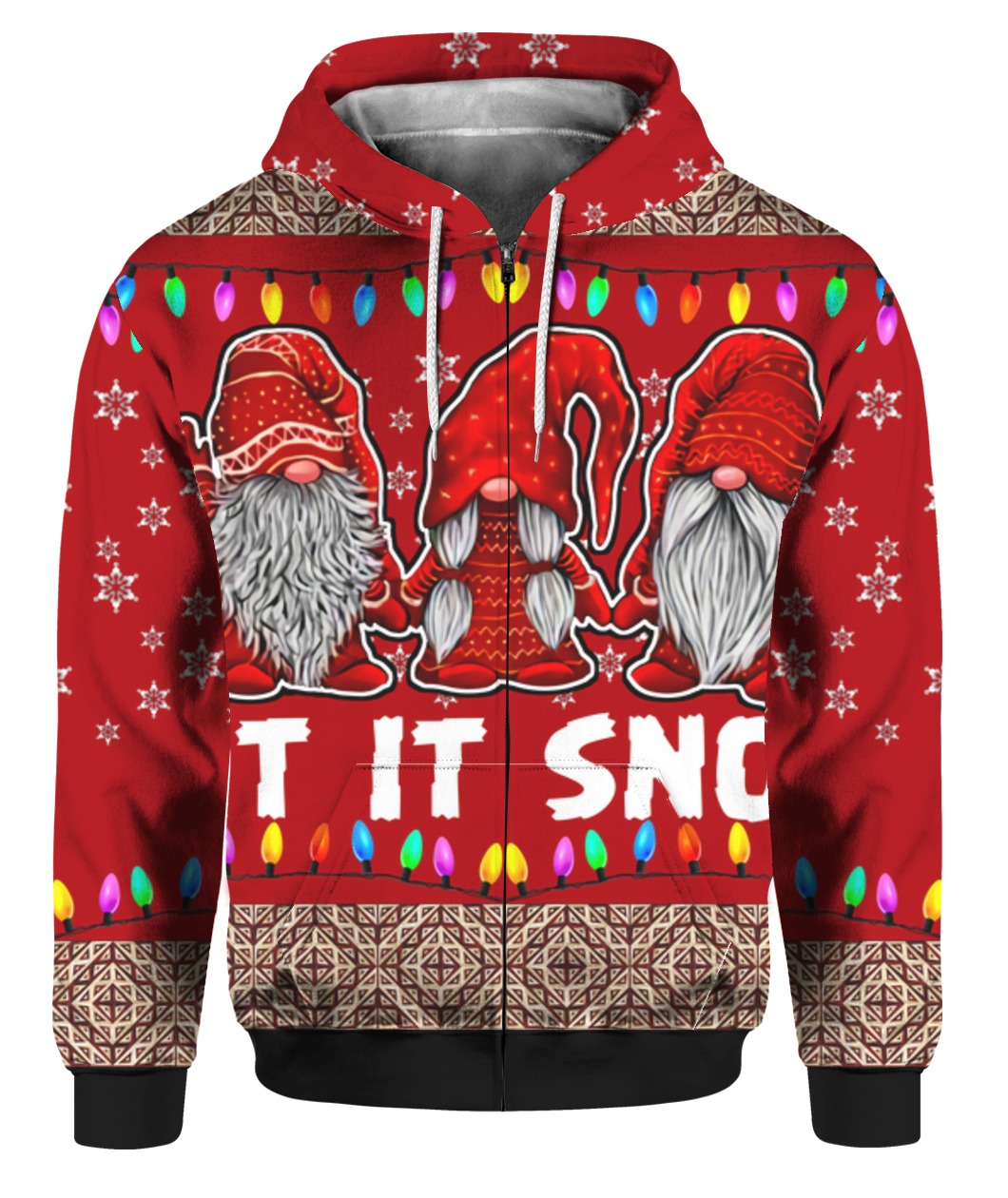 Christmas Time Let It Snow Garden Gnomes 3D Ugly Christmas Sweater ...