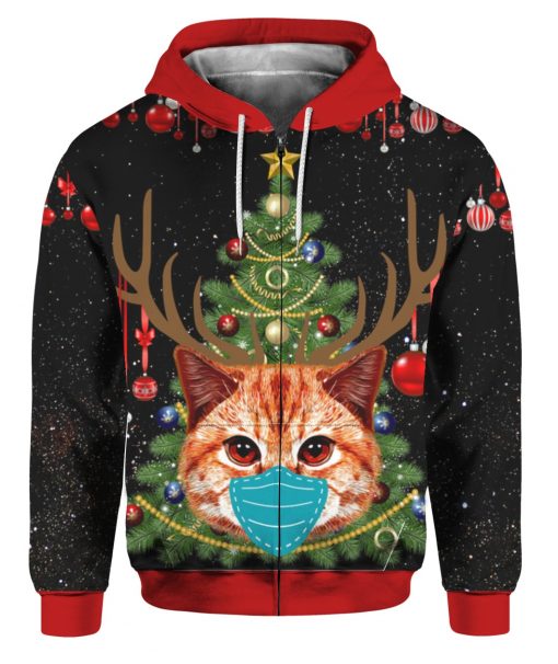 Christmas Time Cat With Face Mask 3D Shirt Sweater Hoodie