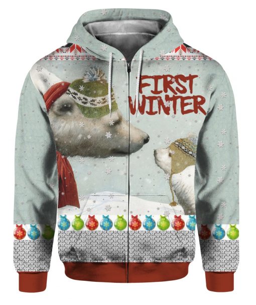 First Winter Polar Bears 3D Ugly Christmas Sweater Hoodie