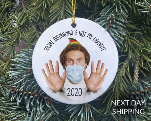 Elf Christmas Ornament, Elf Ornament, COVID Christmas, 2020 Facemask, Quarantine Ornament, 2020 COVID ornament, Facemask Ornament