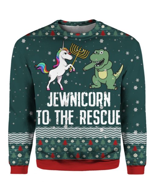 Jewnicorn To The Rescue 3D Ugly Christmas Sweater Hoodie