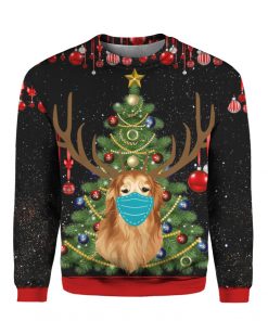 Christmas Time Golden Retriever With Face Mask 3D Shirt Sweater Hoodie