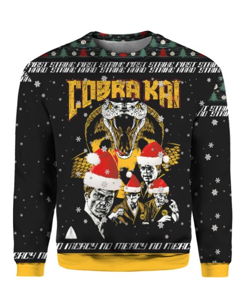 Cobra Kai Strike First Strike Fast No Mercy 3D Ugly Christmas Sweater Hoodie