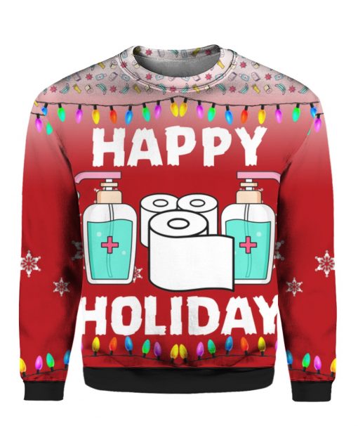 Happy Holidays Toilet Paper Hand Sanitizer 3D Ugly Christmas Sweater Hoodie