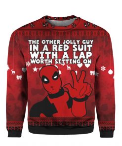 Deadpool The Other Jolly Guy in a Red Suit 3D Ugly Christmas Sweater Hoodie